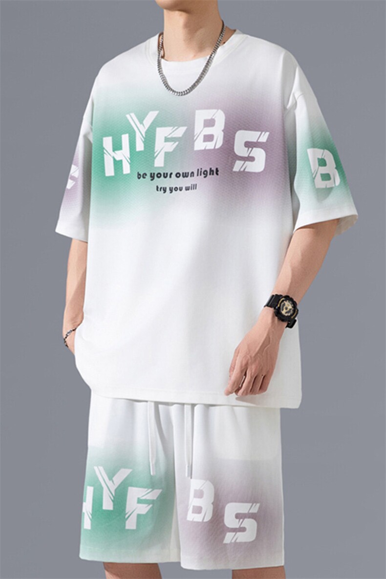 2025夏季新款无影墙大码冰丝短袖T恤套装M-5XHQ25572-P60,男装T恤,电商A022