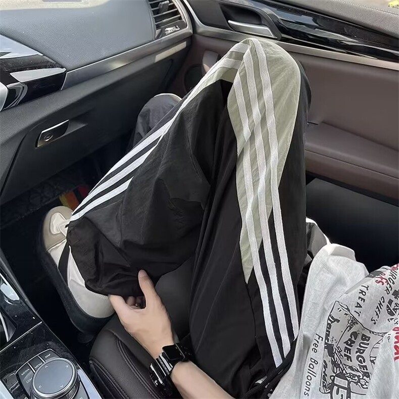 多巴胺速干裤子男夏季薄三条杠宽松直筒美式高街休闲裤AK606-p38,男装休闲裤,星座1008