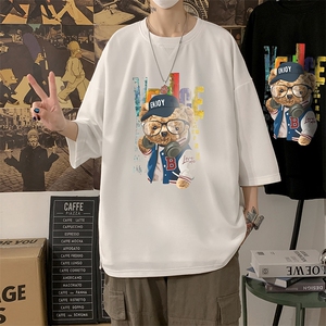 Q11211-P30春夏季七分袖t恤男大码五分袖男短袖中袖