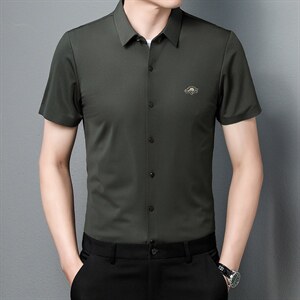 男士夏季短袖衬衫2023新款休闲商务衬衣男士上衣男装ZL1263-P63图片