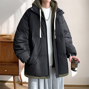 棉衣男冬季新款港风宽松假两件连帽羽绒棉服D9999-P80(现货）图片