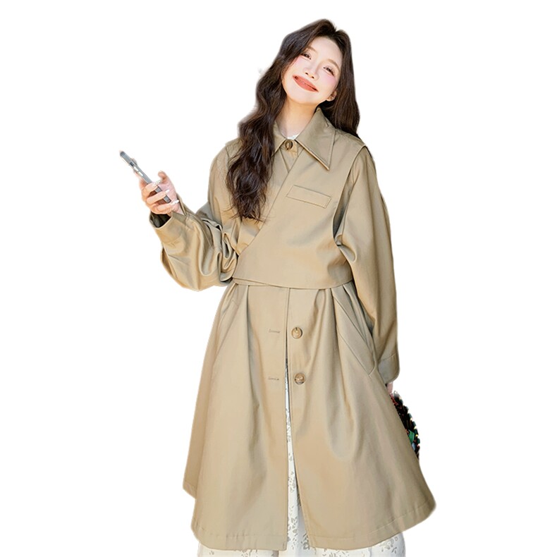 【现货】24春新品披肩两件套韩版风衣2401-P195-K255，女装风衣，2C317A