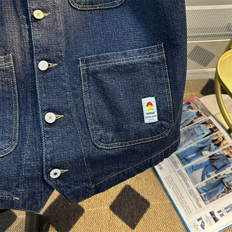 美式复古工装牛仔马甲男女生休闲无袖上衣服宽松外套百搭,男装背心/马甲,星座601-1