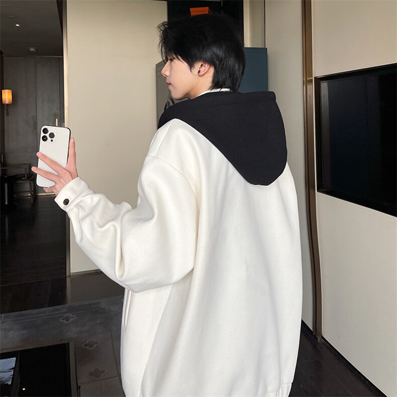 秋装新款拼色男士毛呢港风连帽夹克外套A071-JK10-P108,男装夹克,电商A071