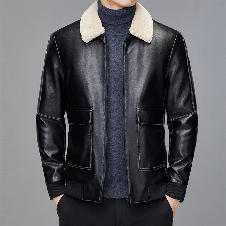 冬季男士休闲皮羽绒服中年男装羊毛翻领外套爸爸装MYYLF862-P240，男装羽绒服，电商B212（原钱塘6029）