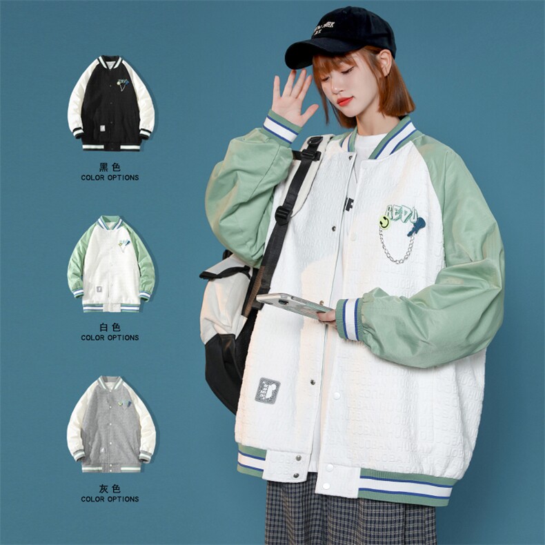 秋装新品潮休闲运动夹克棒球服男女2023中性风刺绣外套 8013-P95图片