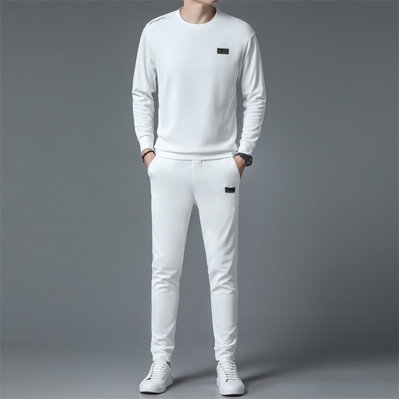 商务休闲套装男士春秋季新款圆领纯色薄款卫衣长裤子中青年两件套，男装休闲套装，电商B212（原钱塘6029）