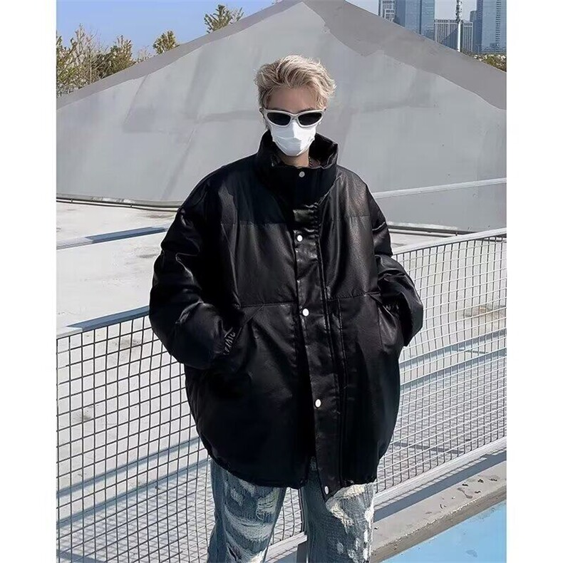 【有货】DW163-P85立领羽绒棉衣男士外套秋季款美式pu皮棉袄夹克,男装棉衣,星座603-2