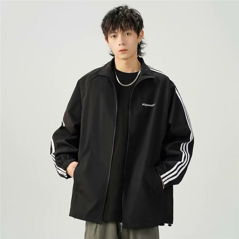 W9169-P60 网图现货 春季新款美式潮牌撞色立领夹克男外套运动服图片