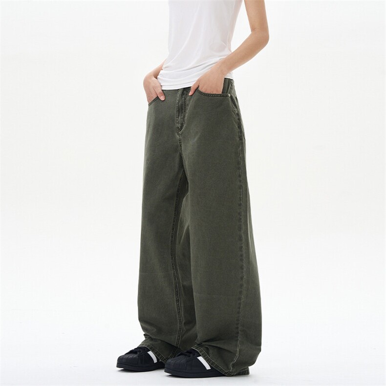 2025春夏跑量热卖款四色石磨褪色牛仔裤男女情侣宽松直筒休闲长裤，男装牛仔裤，星座301D-3