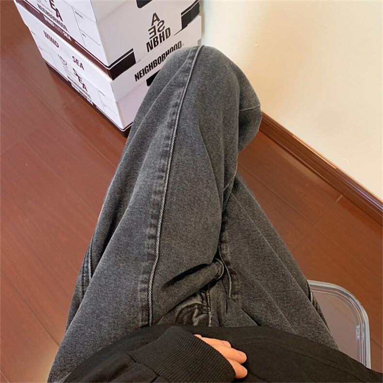 韩ins美式复古渐变阔腿裤宽松直筒拖地休闲牛仔裤男女8137-p48,男装牛仔裤,星座1008