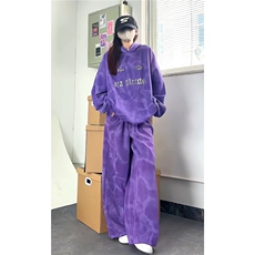 脏脏布连帽卫衣外套男女休闲运动套装TZ101-P120上衣P65裤子55紫，男装卫衣，电商C310