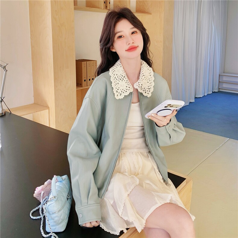 【新品】2026春季雾霾蓝皮衣C5803P165K268,女装皮衣,2D113