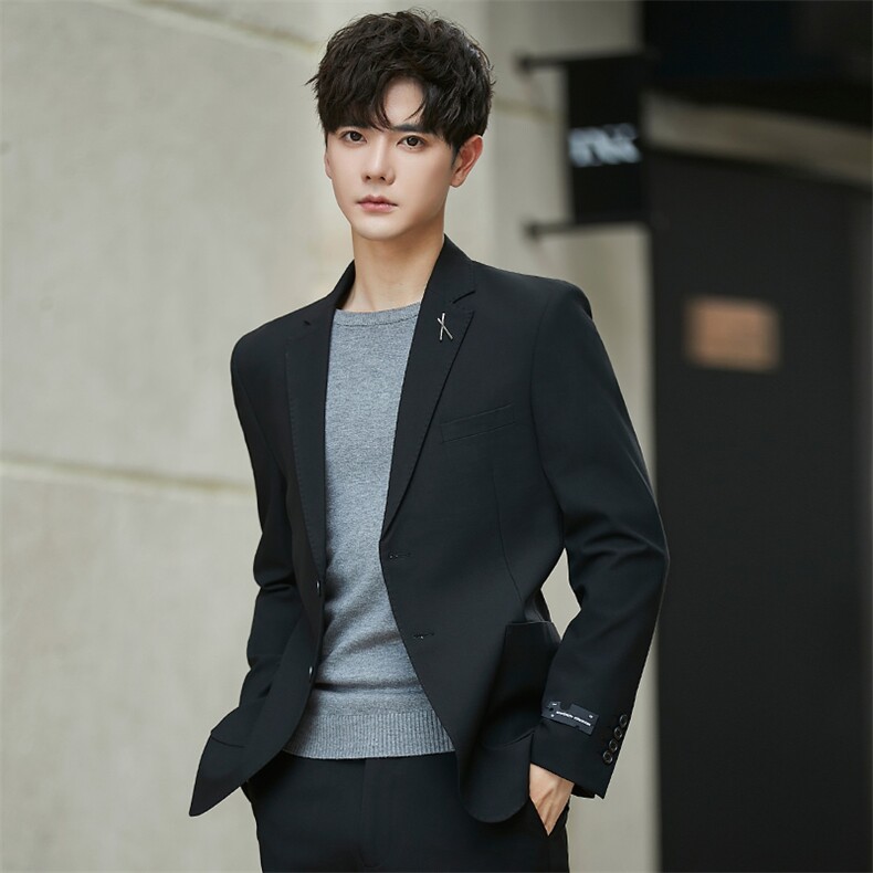 春秋季男商务修身青少年西服时尚休闲正装西装外套A355-5201-P160图片