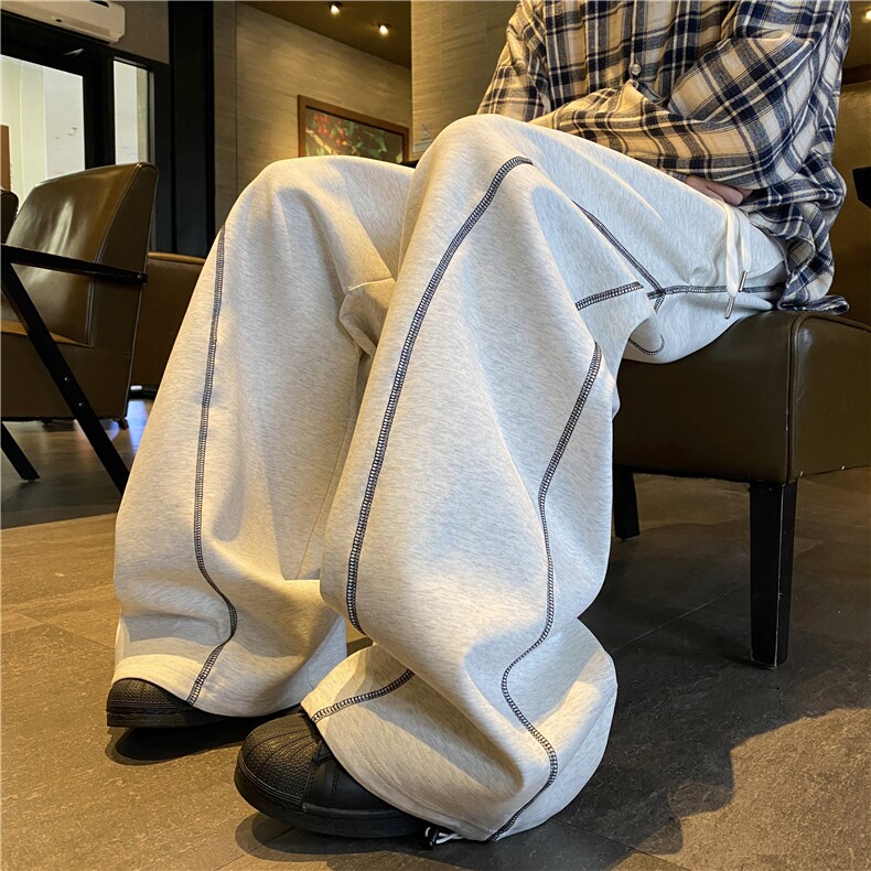 抖音品质春季新款美式运动风宽松阔腿卫裤B315-K25605-特p40控78，男装休闲裤，电商B315