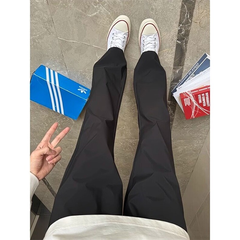 美式微喇裤子男款夏季斜切速干冲锋裤防水风直筒显腿长休闲工装裤,男装西服套装,星座601-1