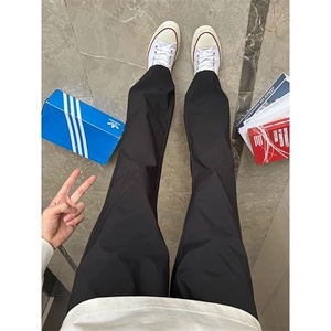 美式微喇裤子男款夏季斜切速干冲锋裤防水风直筒显腿长休闲工装裤图片