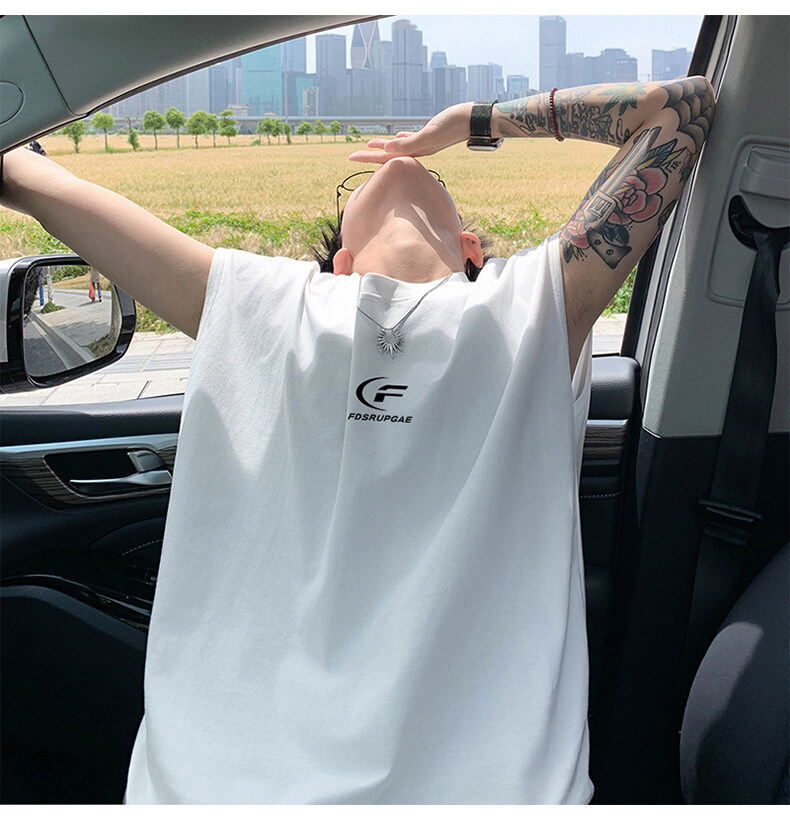 可48小时发货支持抖音得物来样二开240克重磅美式纯棉背心无袖t恤,男装T恤,电商A486