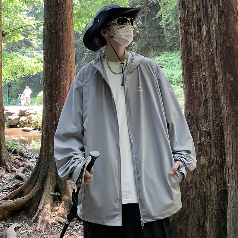 防晒衣男夏季山系户外潮牌宽松日系连帽防紫外线外套女FW9243-P40,男装夹克,星座1008