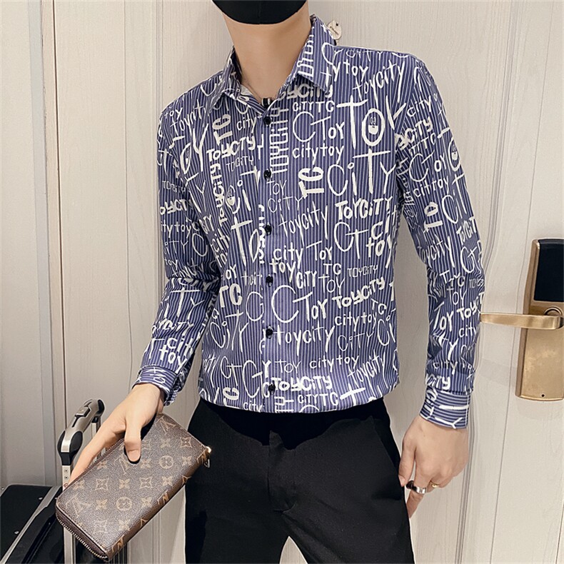 312A-5-133-P55社会小伙韩版潮流衬衫休闲修身上衣,男装衬衫,星座312A-5