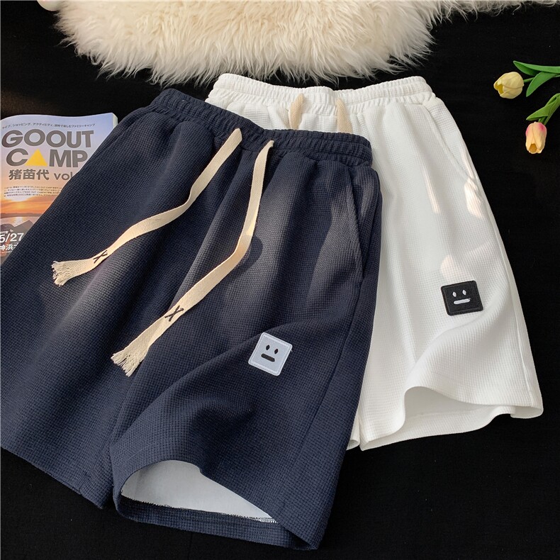 抖音品质ins潮流华夫格短裤宽松舒适五分裤B315-K23305-p25控38图片