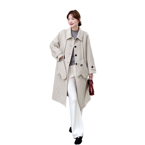 新款2B114P255K345秋冬时尚减龄配手套单排扣呢子外套女装图片