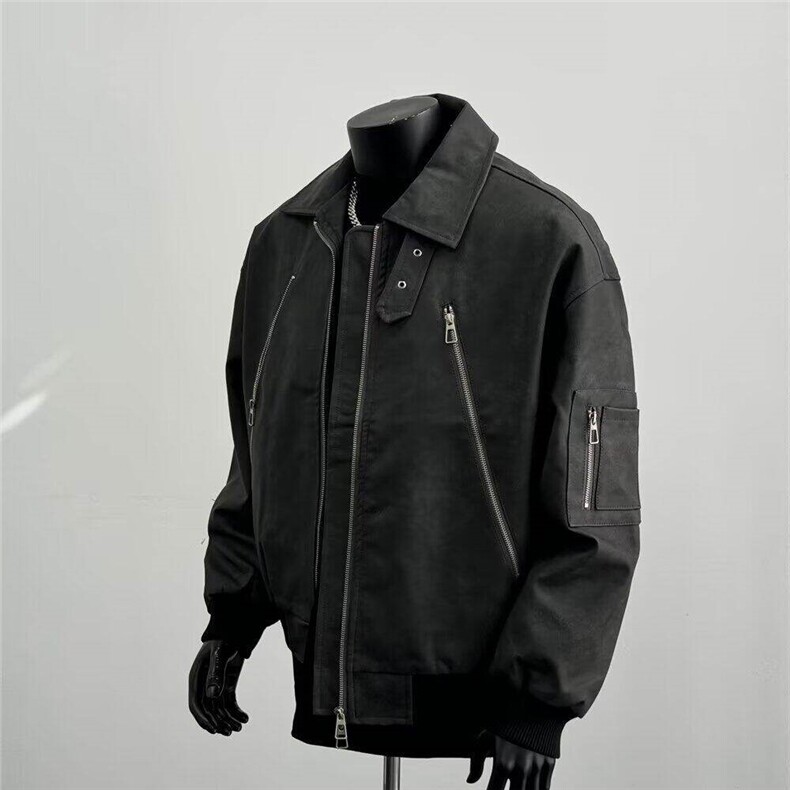 美式复古拉链潮牌皮夹克机车服男设计感痞帅宽松外套LY10299-p73,男装夹克,星座1008