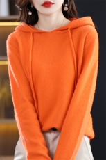 2023春秋新款连帽针织衫女卫衣宽松带帽打底衫加厚百搭毛衣，女装羊毛衫，邓利维