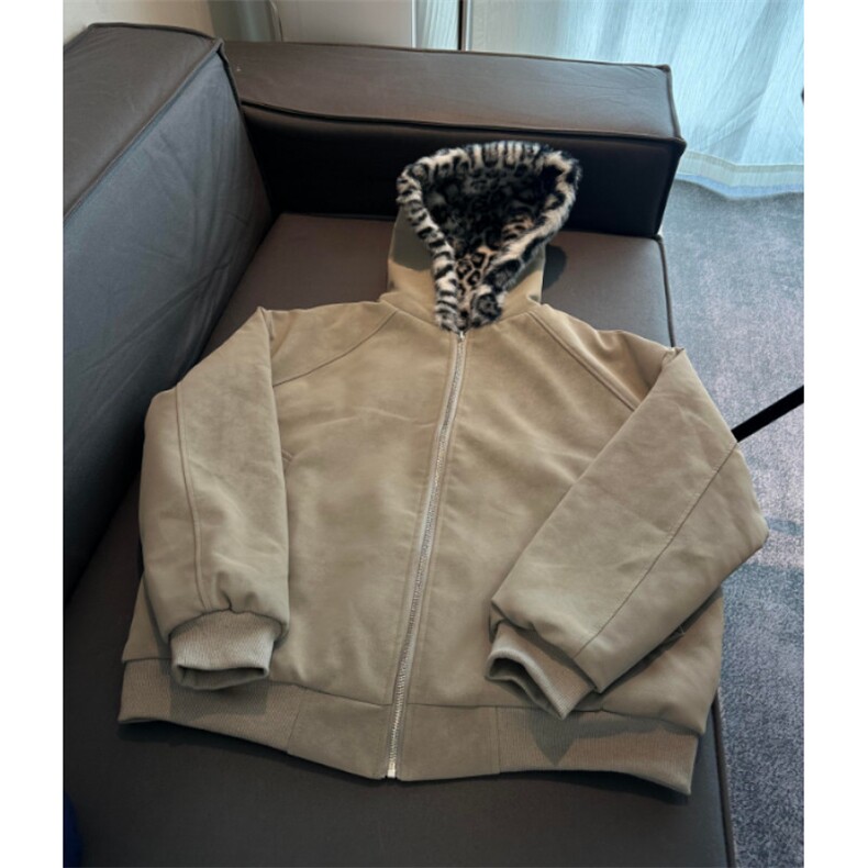 网图荔枝纹PU皮座山豹加绒加厚双面穿豹纹棉服M797-特P95,男装棉衣,星座1213