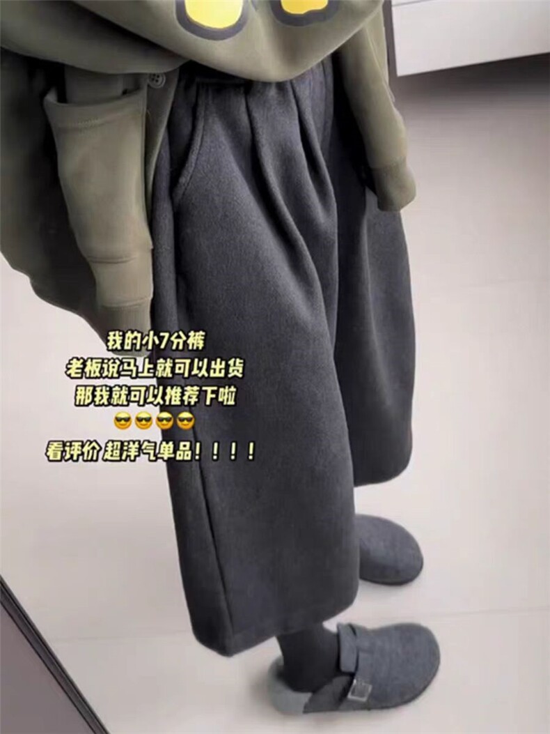 2025秋冬百搭时尚毛呢七分裤舒适简约,女装休闲裤,湘姗