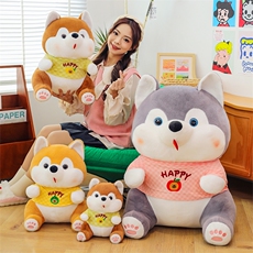 乐绒绒毛绒玩具店 新款创意穿衣柴犬哈士奇毛绒公仔儿童睡觉安抚玩具穿衣小狗玩偶xx