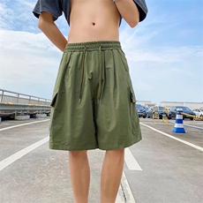 夏季新款潮牌ins工装短裤男韩版潮流口袋宽松阔腿休闲5分裤，男装牛仔裤，星座410-7