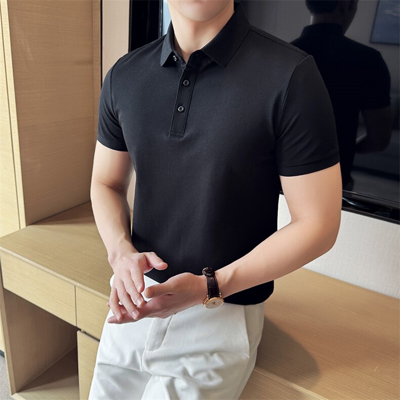 深度备货抖音主推高品质主推纯色短袖T恤翻领Polo衫T0257-,男装T恤,电商D342