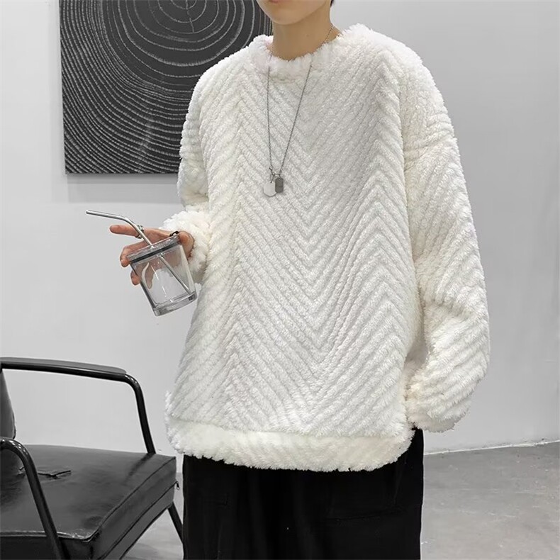 秋新港风条纹提花满印休闲圆领卫衣男高级感宽松YM67-P45,男装卫衣,星座1109-3