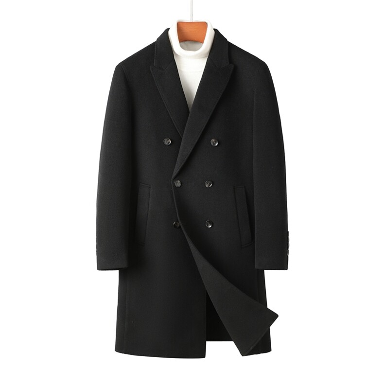 HYD8817秋冬2026年男士新款双面呢脱卸羽绒大衣羊毛外套呢子外套，男装毛呢大衣，电商B360