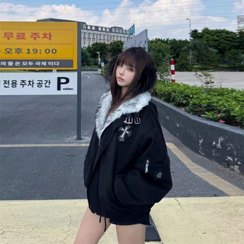 1506-1/My2581/P89冬季男女同款十字架贴皮刺绣情侣外套美拉棉服,男装棉衣,星座1506-1