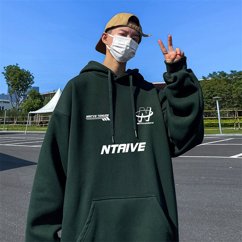 抖音得物供货可提供视频秋冬重磅美式宽松连帽卫衣DL2299,男装卫衣,电商A486