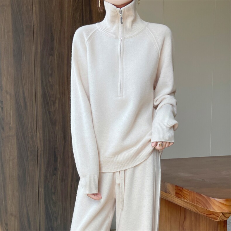 2025年秋季新款百搭半开拉链羊毛衫，女装羊毛衫，隆格羊绒