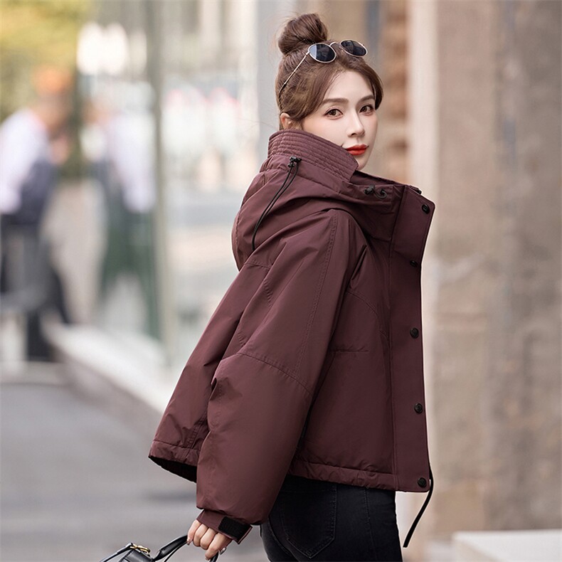 休闲保暖工装羽绒服女2024冬季新款小个子超好看派克服白鸭绒外套,女装羽绒服,依如秀(原杭风阁)