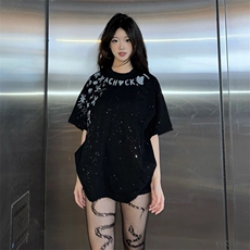 万针全刺绣工艺抖音得物高品质260克重磅纯棉双纱美式高街短袖T恤，男装T恤，电商A486-1
