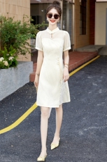 现货！！2024夏季新款提花旗袍改良版连衣裙，女装连衣裙，涵墨