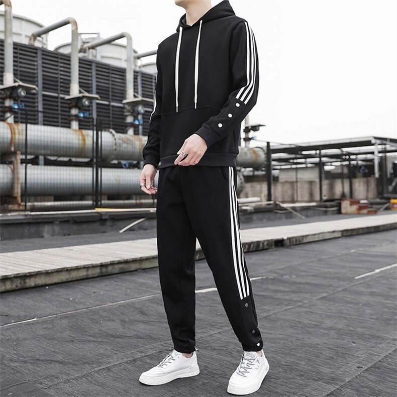 秋冬新款时尚套装运动圆领潮牌弹力卫衣卫裤大码宽松套装外套外贸图片