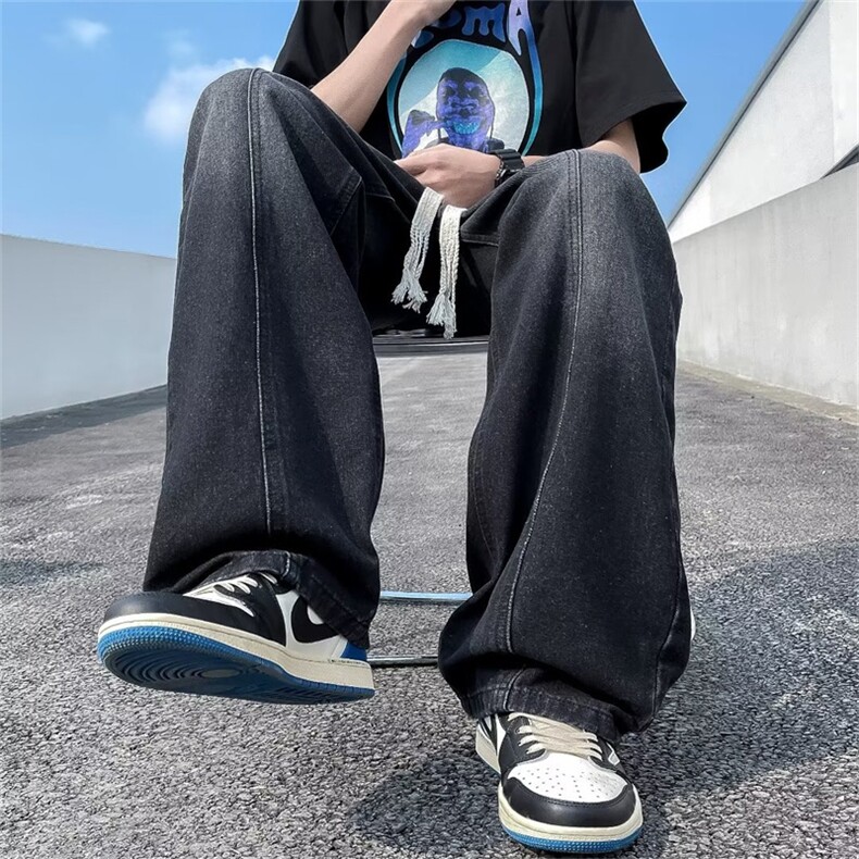 美式潮流休闲裤牛仔裤男春季潮牌vibe高街直筒阔腿长裤K6281-P40,男装牛仔裤,星座512-2