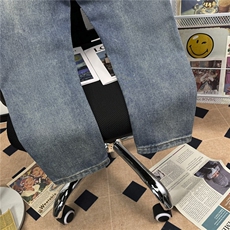 痞帅垂感牛仔裤男美式高街做旧阔腿长裤ins潮牌古着大码8031A/P43，男装牛仔裤，星座506B
