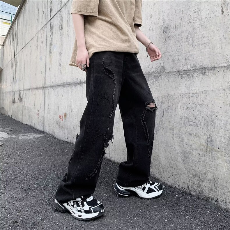 潮流原宿潮青春流行新款ins男长裤简约宽松直筒牛仔裤GX42P48,男装牛仔裤,星座1116-2