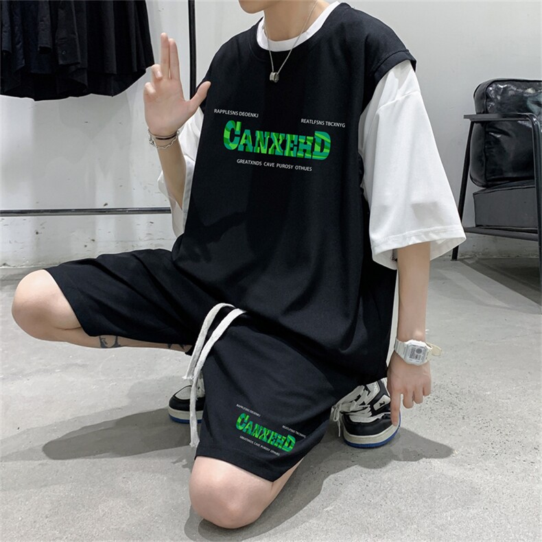 数据款冰丝华夫格套装潮流休闲短袖短裤两件套FTZ3055-P55控78,男装牛仔裤,电商B370