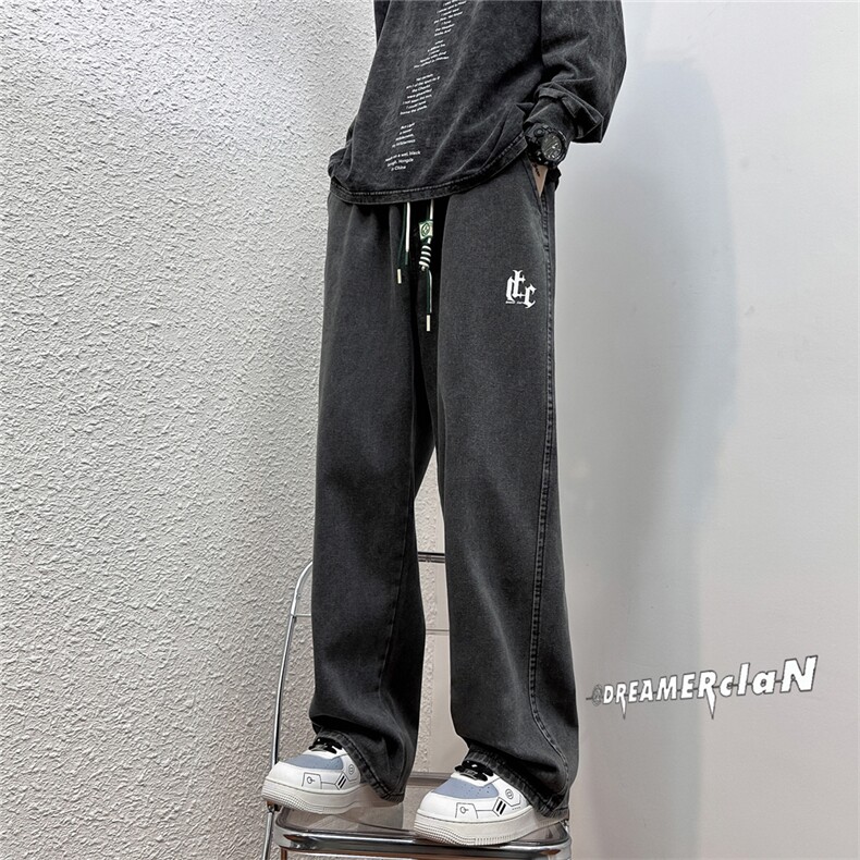 k1036-p48-控68M-5xl港风高阶黄泥黑暗宽松大码牛仔裤,男装牛仔裤,星座116