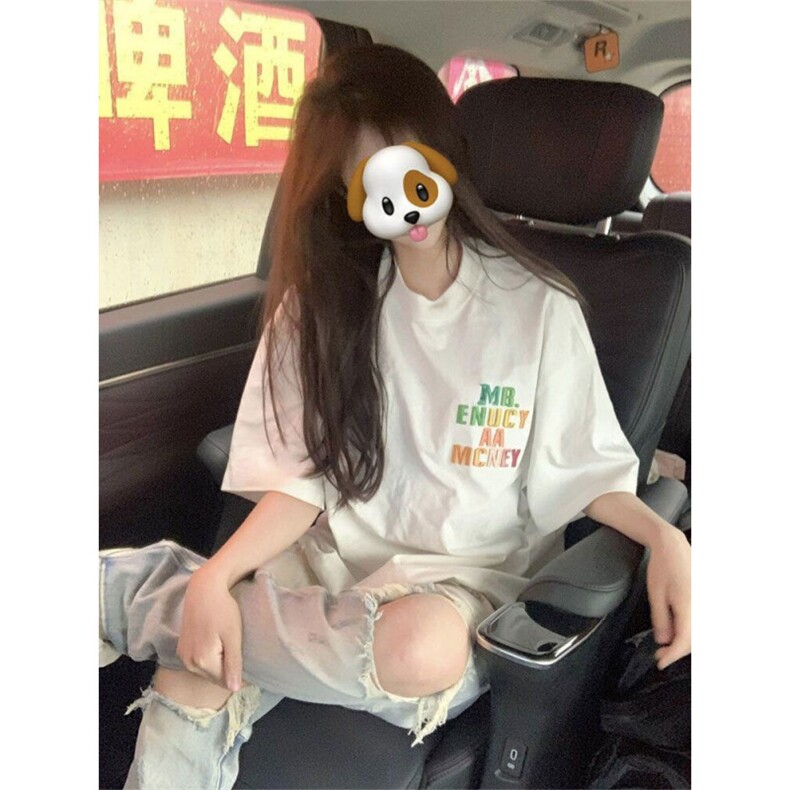 H0668-P35贴布刺绣夏季学院风宽松短袖t恤女,女装T恤,星座617A-2