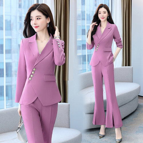高端正品女装时尚套装裤2025春季新款气质修身西装两件套,女装套装/套裙,丽美静依