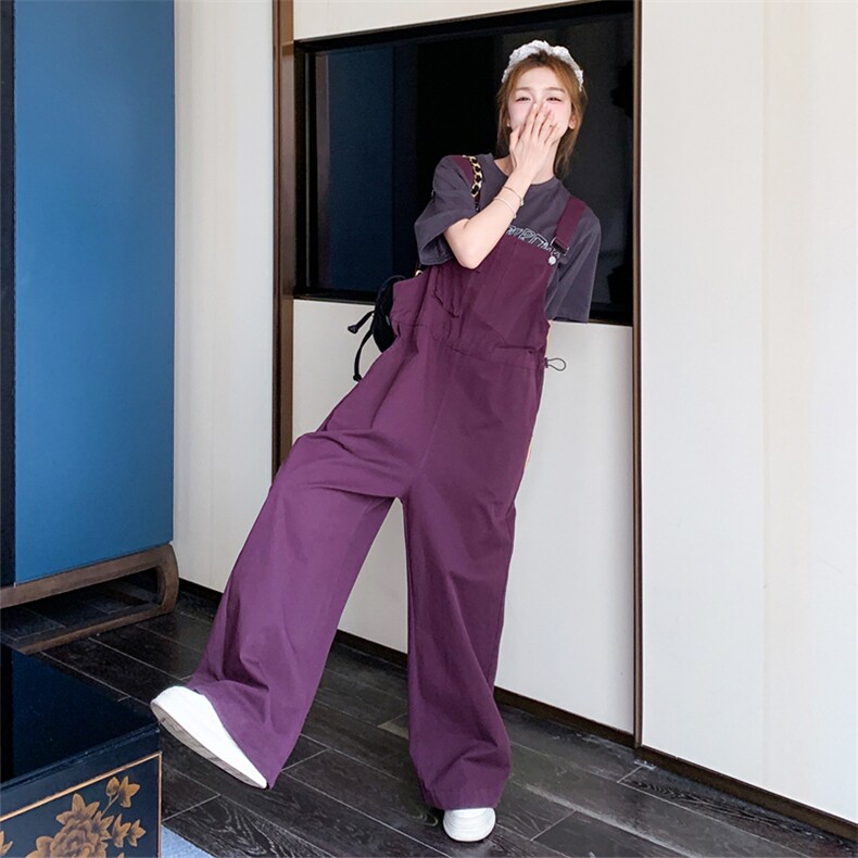 紫色韩系休闲背带裤女春季2025新款高级感洋气减龄小个子连体裤潮,女装休闲裤,2C158
